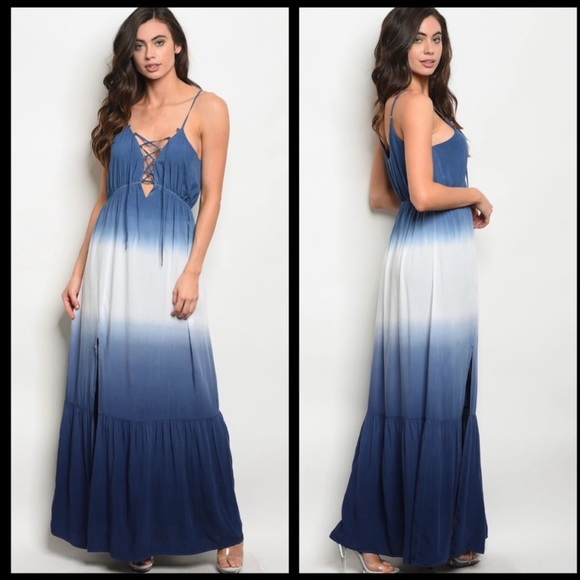 Ombré lace up maxi dress - Picture 1 of 6